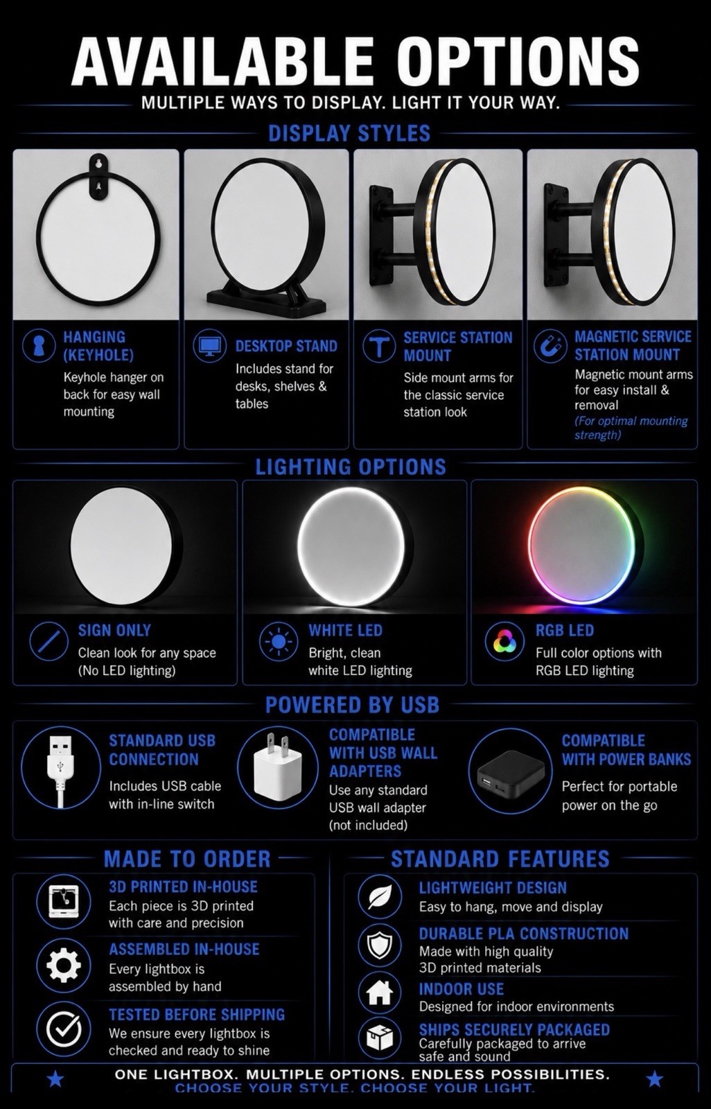 Triumph Motorcycles Round LED Light Box | Double Sided Sign RGB Option