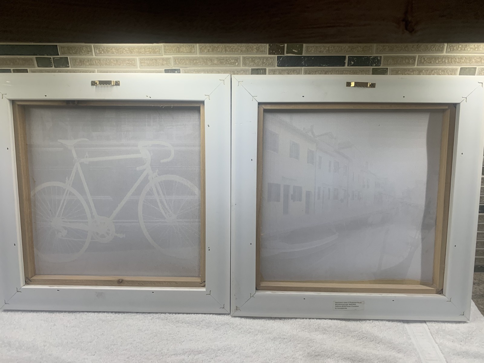Yellow Bicycle and Canal street Abstract Canvas Framed Print Picture Wall Art