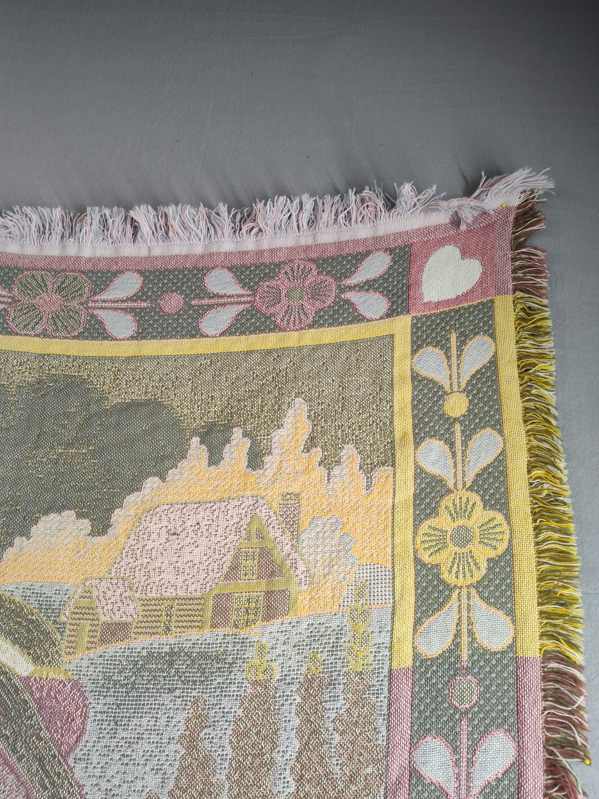Teddy Bear Tapestry Blanket Woven Sofa Throw Garden Cottagecore Fringed Art