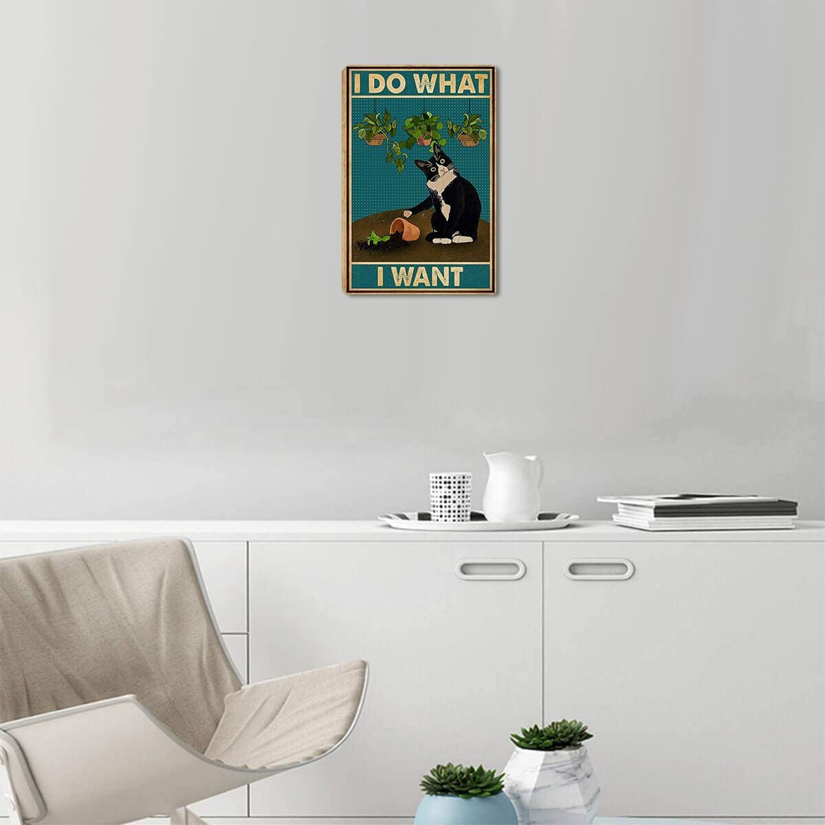 I Do What I Want Funny Black Cat Decor Tin Signs Cute Cat Personalized Metal Pos