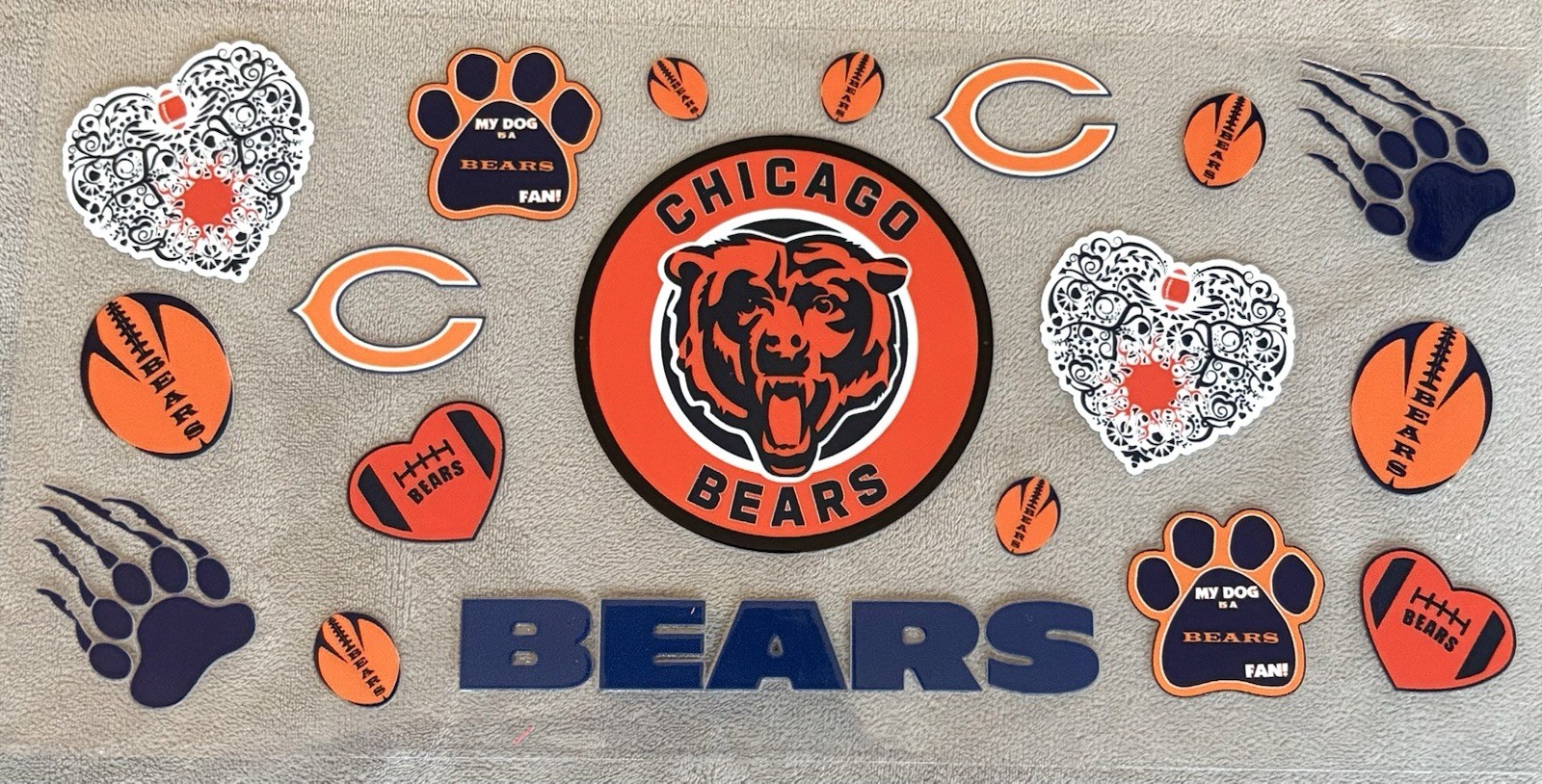 NEW CHICAGO BEARS Football TEAM UV DTF Vinyl Transfer Sticker Wrap DIY Cups