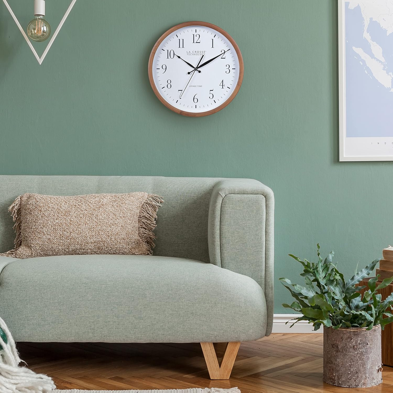 Atomic Analog Wall Clock, Wood, 12.80″ (404-50447)