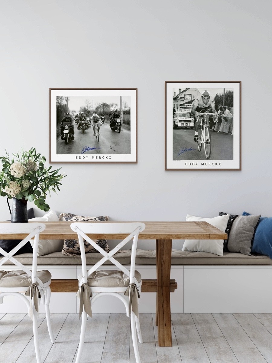 Eddy Merckx Signed Print, Paris-Nice 1967, 24 x 20 Inch Cycling Photograph