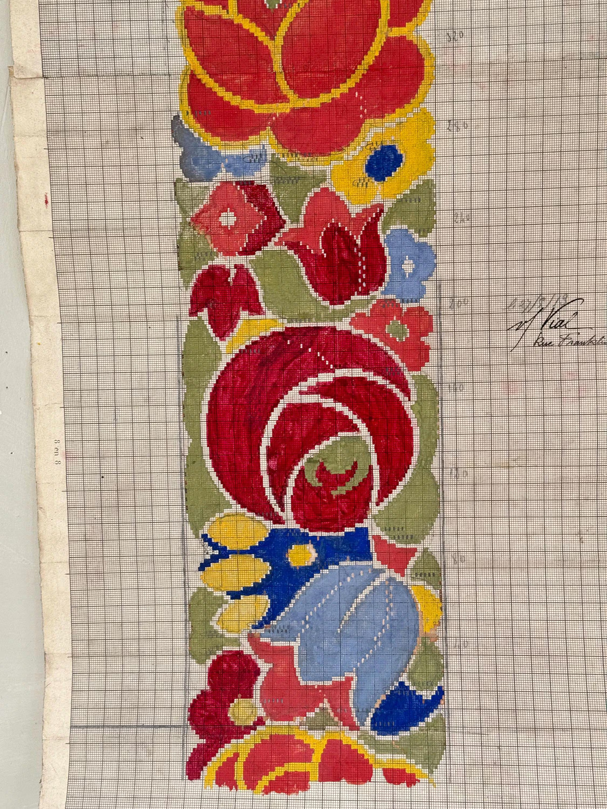 33×18 French Gouache Ribbon Design Mise Carte art deco colorful poster Art Uniq