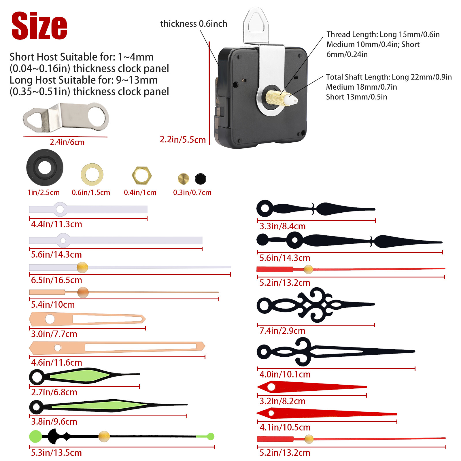 6PCS Wall Clock Quartz Movement Mechanism Replacement DIY Hands Repair Tool Kit