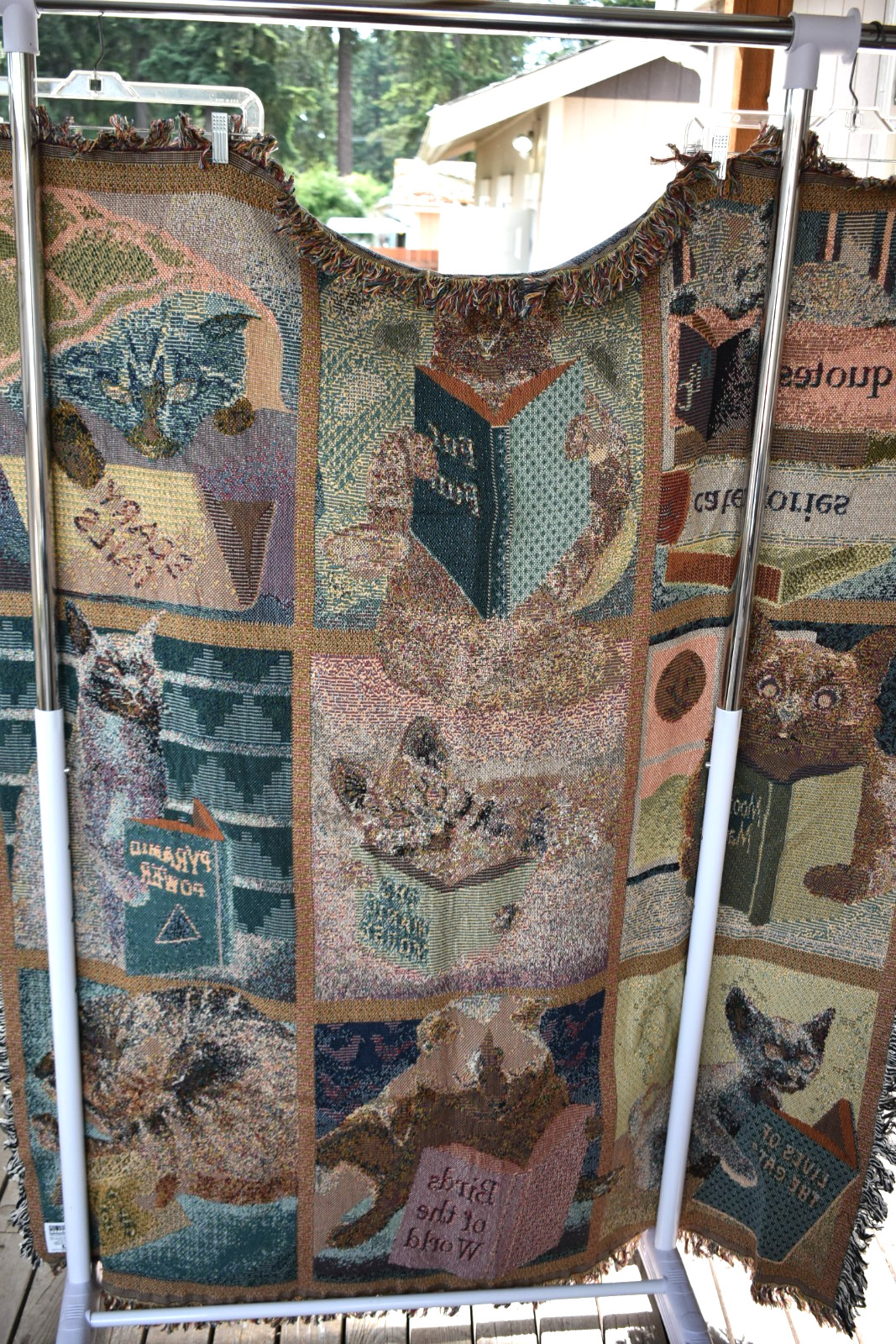 Mill Street Design Cats With Books Tapestry Throw Blanket Woven 100% Cotton