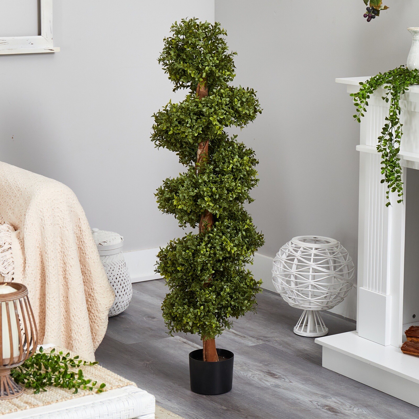 46” Boxwood Spiral Topiary Artificial Tree UV (Indoor/Outdoor). Retail $139
