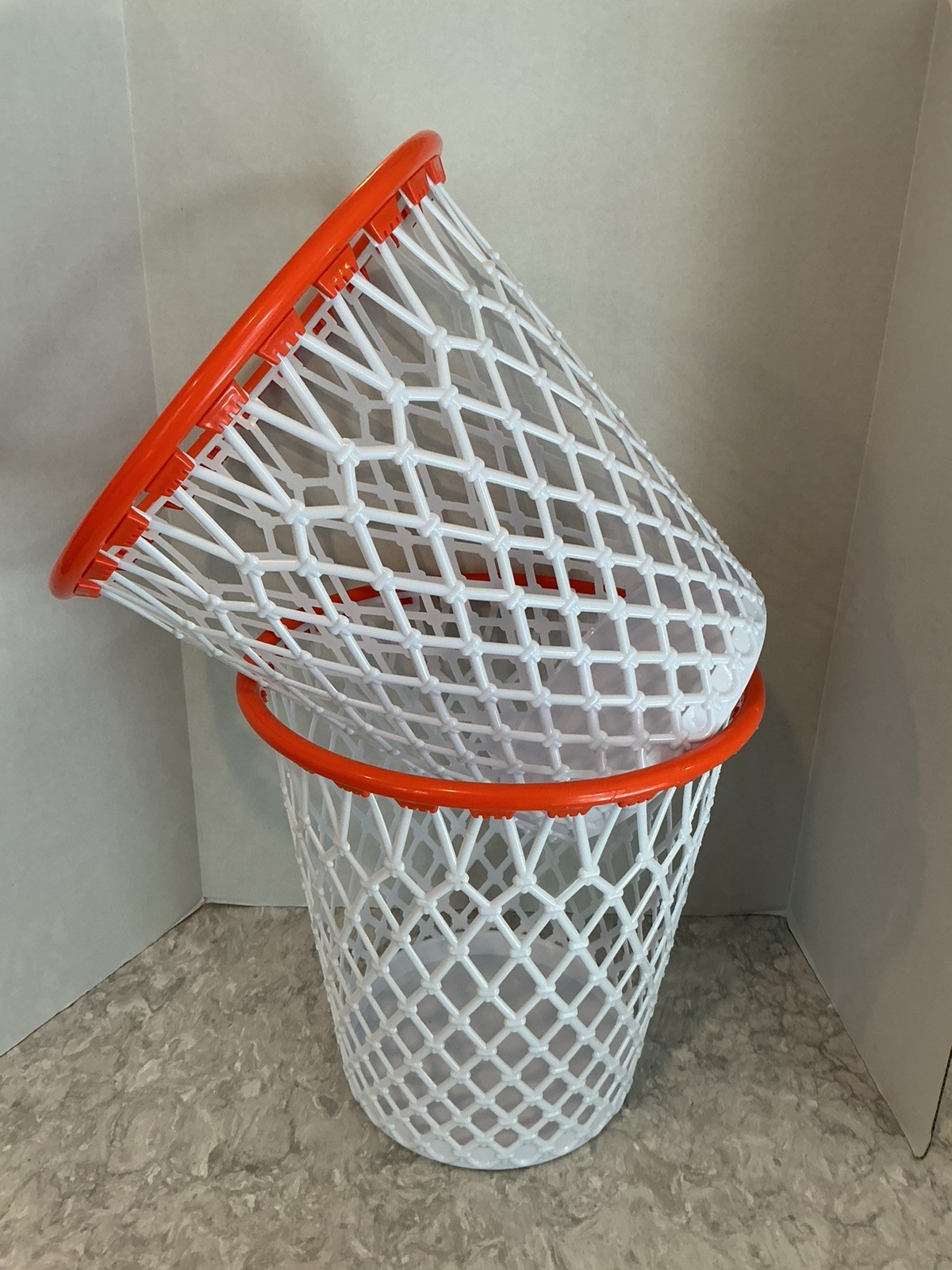 2 Hoopster Wastepaper Basketball Association Hoop & Net Basket Garbage Trash Can