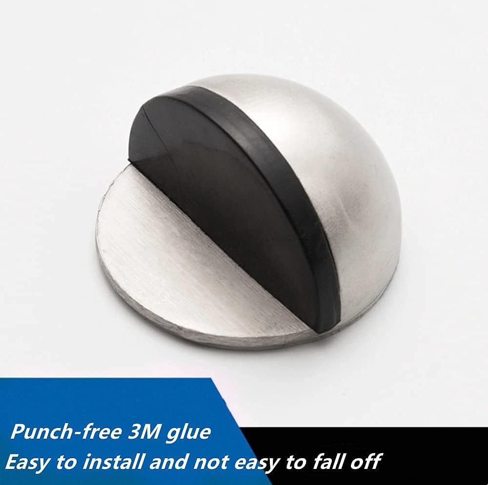 4 Pack Stainless Steel Floor Doorstops Door Stopper W/Rubber Safety Mounted Tape