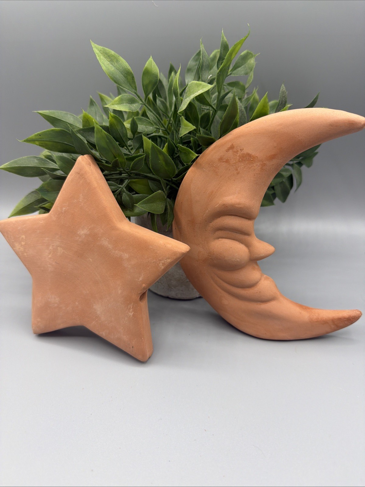 Terracotta Star Moon Face Clay Celestial Wall Art Pottery Astronomy Boho Hippie