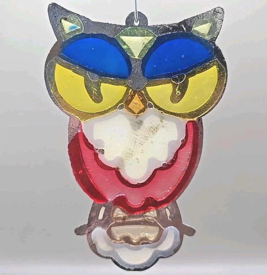 3.5″ Owl Shaped Multicolor Resin Plastic Metal Frame Hangable Suncatcher