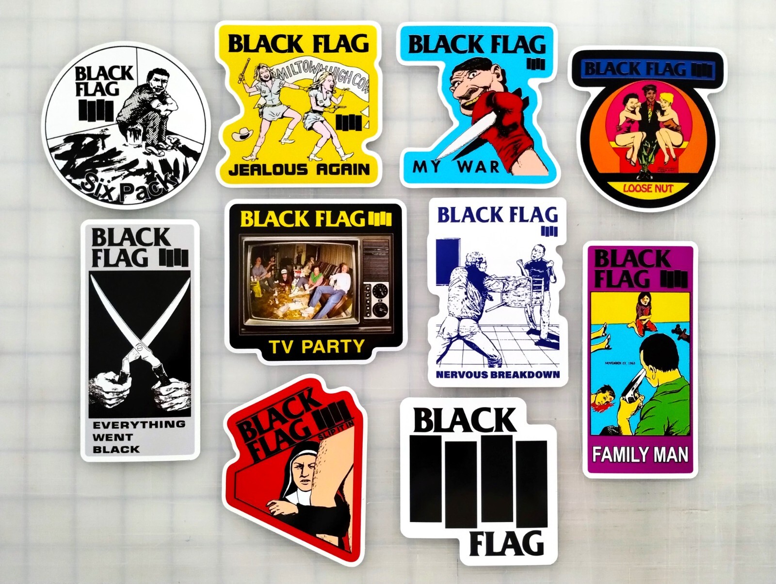 Sticker Pack (10 Vinyl Stickers Hardcore 80s Punk Rock Band