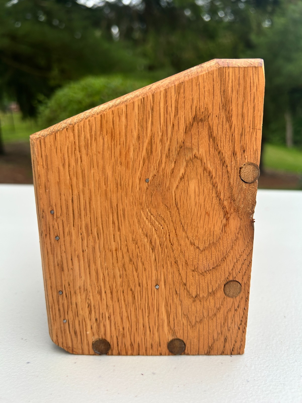 Solid Oak Mail Organizer Letter Holder Desk Sorter Blue Hearts Country Farmhouse