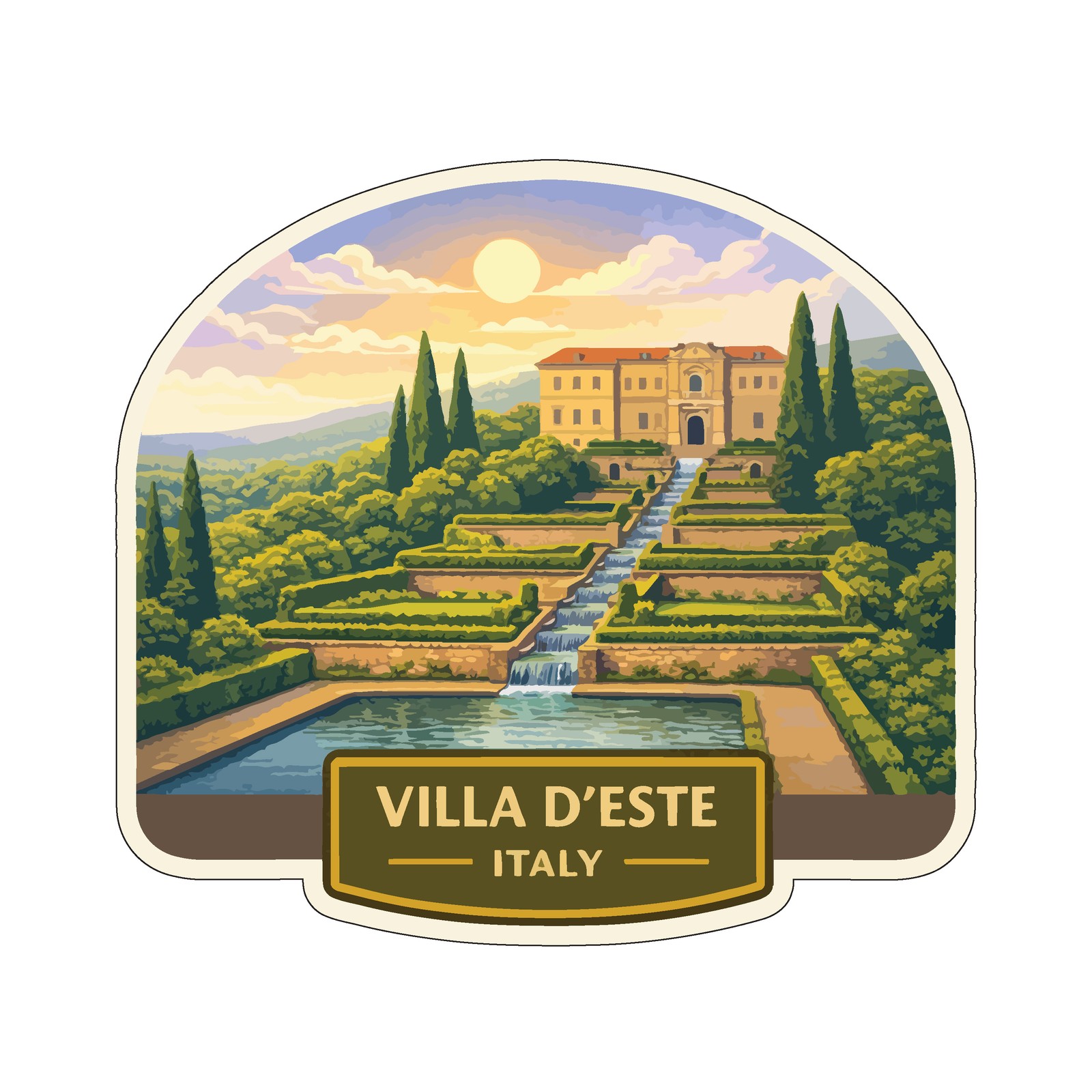 Villa d’Este Italy Sticker Decal Vinyl Die-Cut World Heritage Sites Series