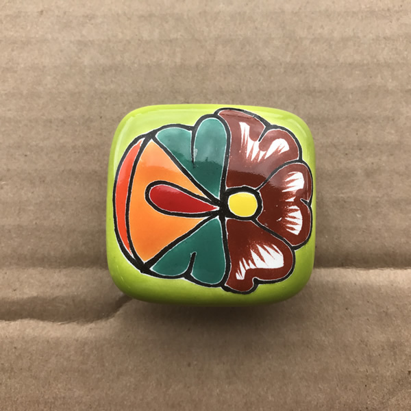 C30 TALAVERA CABINET DRAWER PULL CERAMIC KNOB FLOWER DESIGN Amigos Pottery MX