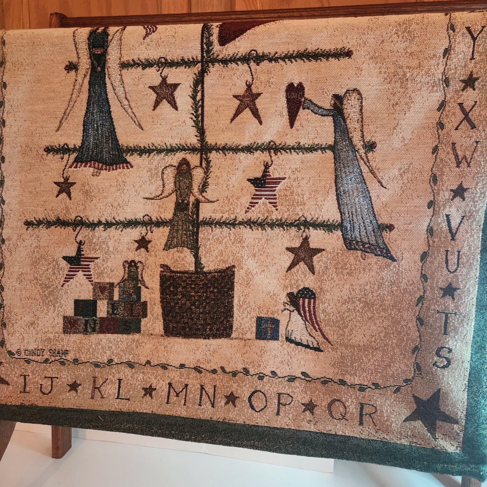 Angel, Alphabet and stars Wall Hanging Tapestry approx 38″ x 25 1/2″