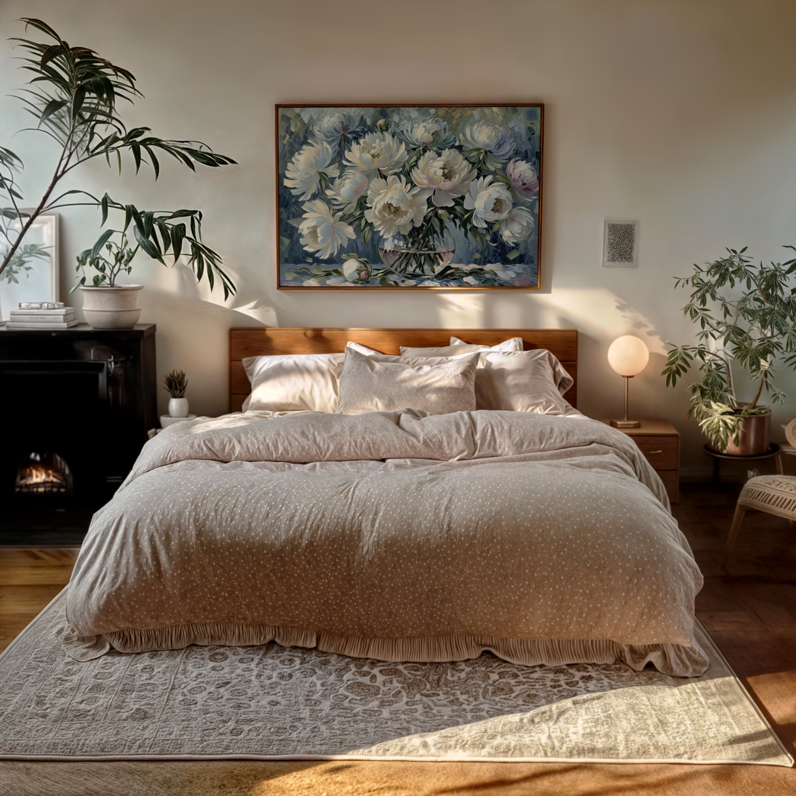 Large Flower Vase Canvas Framed Wall Art Botanical Art Print Farmhouse Decor
