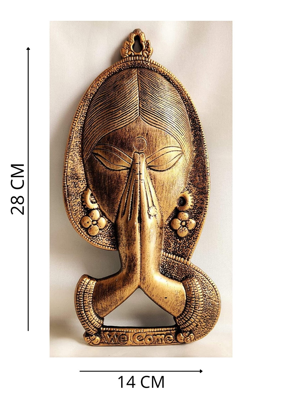 Welcome Namaste Lady Metal Wall Hanging Decor Showpiece Figurine Statue Idol