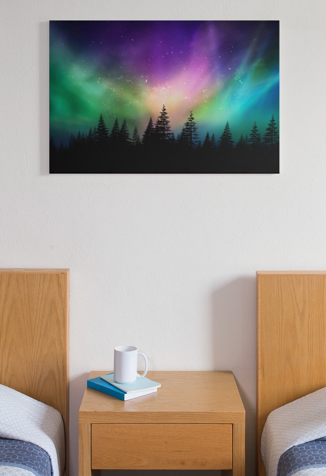 Aurora Borealis Northern Lights Canadian Forest Photo Art Print Poster 18×12