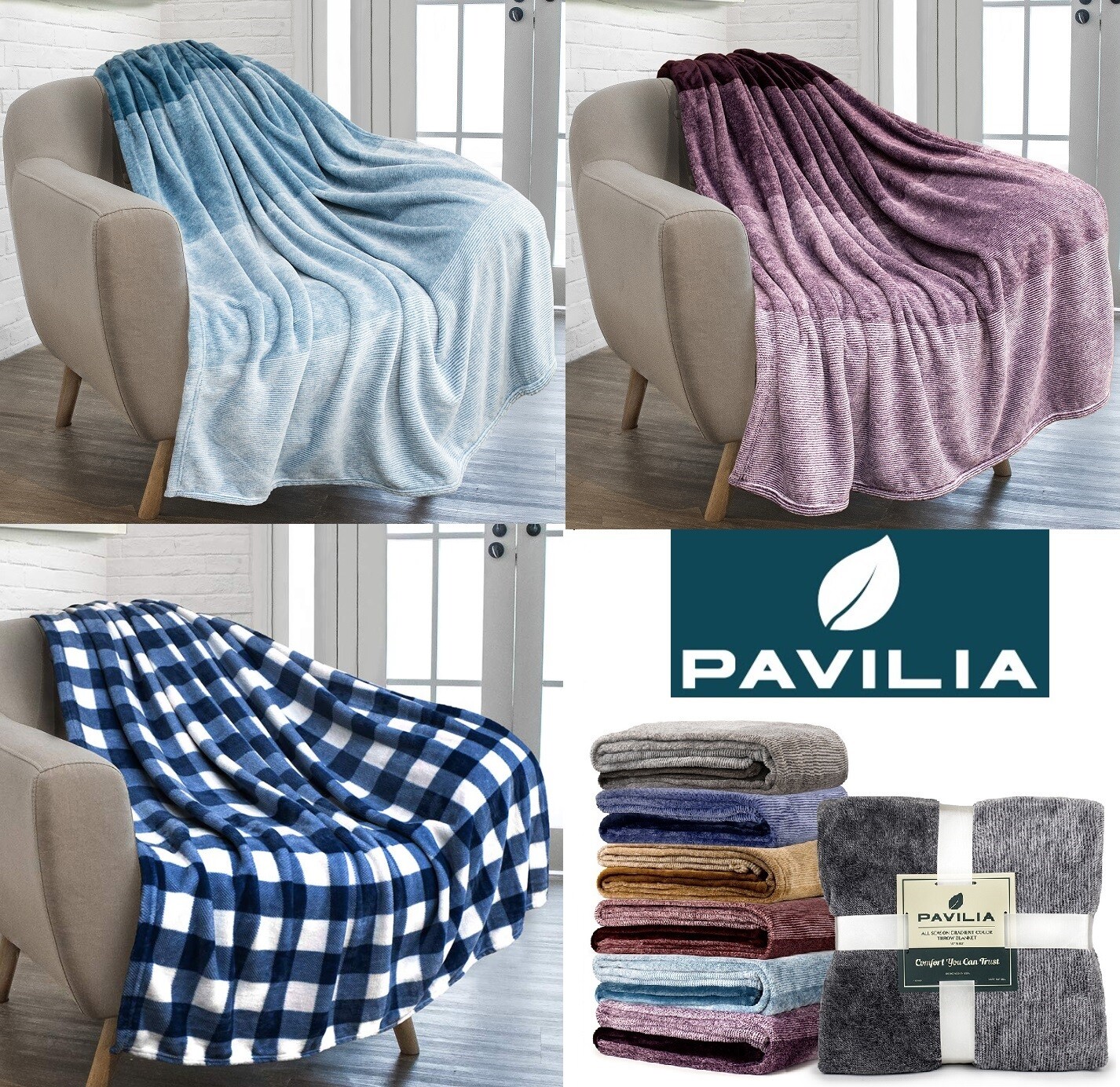 Gradient Ombre Fleece Throw Blanket Soft Plush Accent Decorative Bed Blanket
