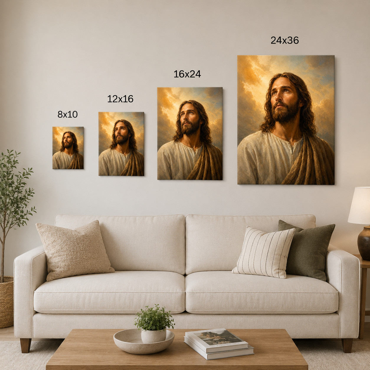 Jesus Portrait Canvas Wall Art Christian Home Decor Sacred Heart Spiritual Gift