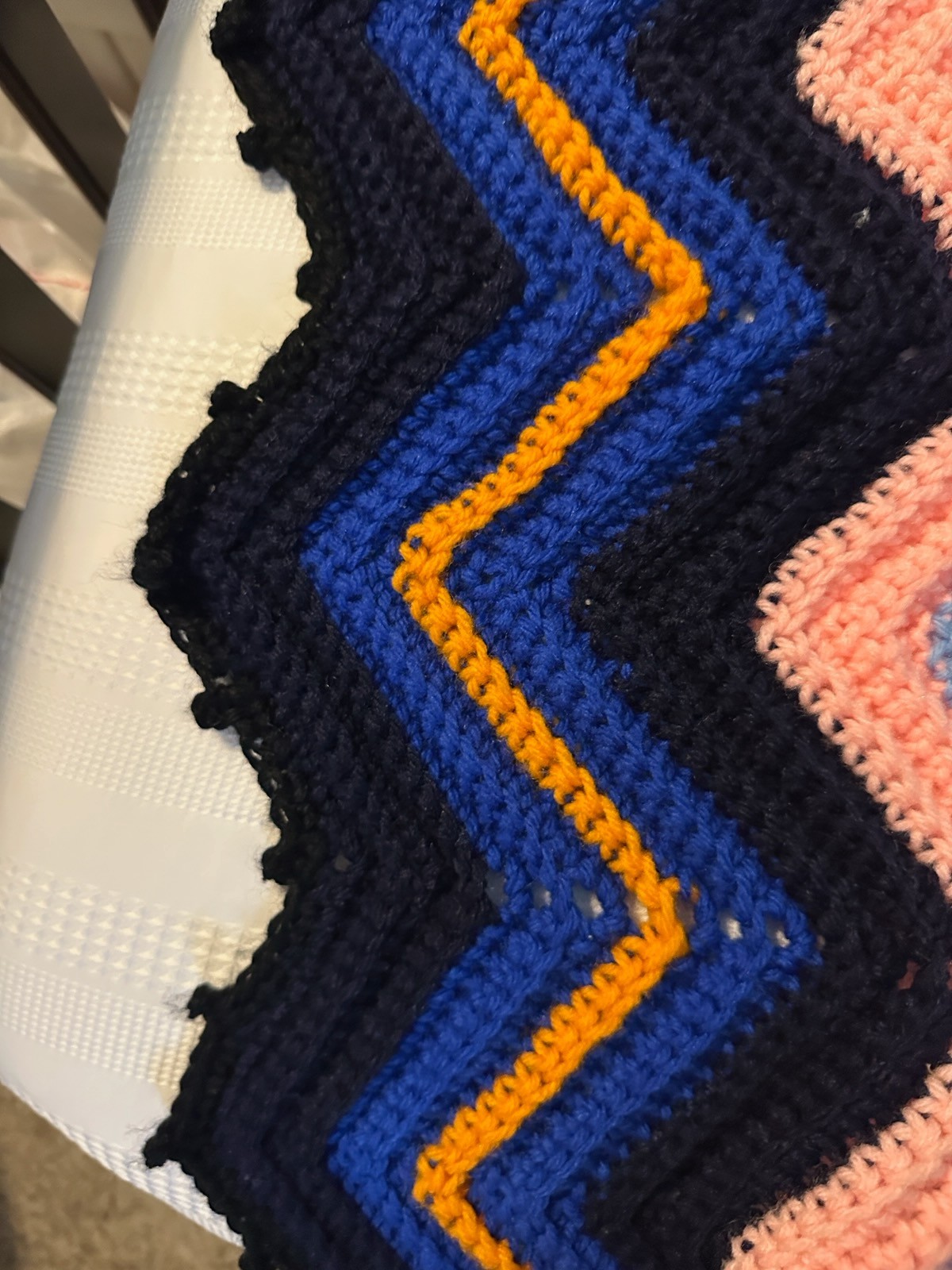 88″x78″ Handmade Afghan Chevron Zig Zag Blanket Crochet