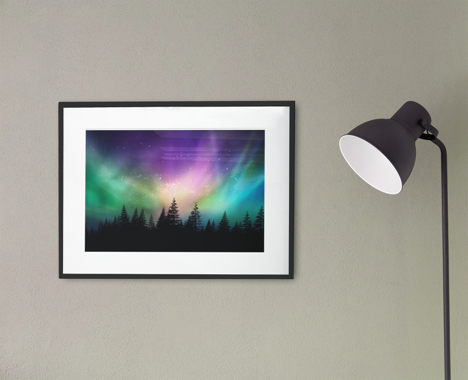Aurora Borealis Northern Lights Canadian Forest Photo Art Print Poster 18×12