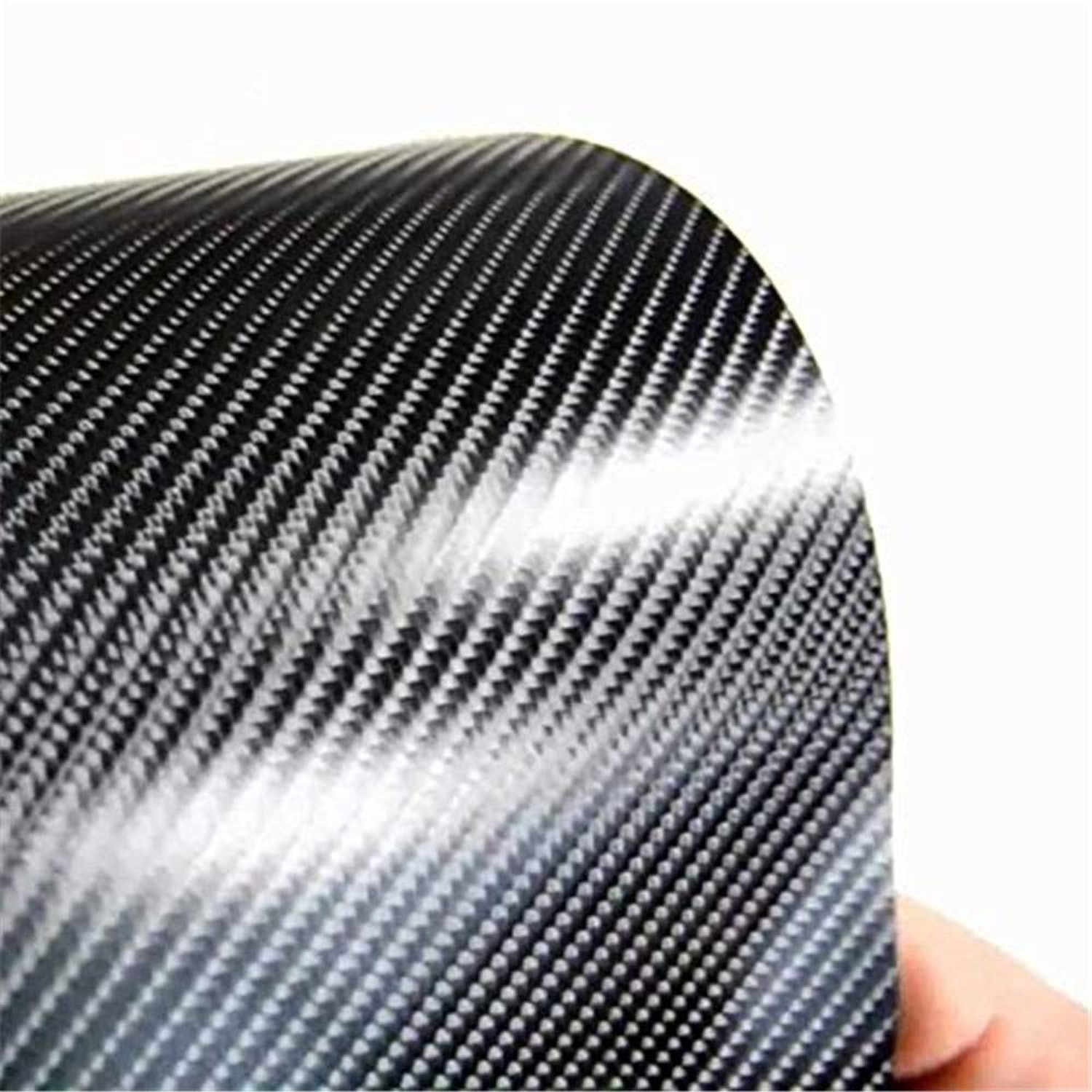 4D Black Carbon Fiber Vinyl Wrap Sticker Air Release Free Anti-Wrinkle with T…