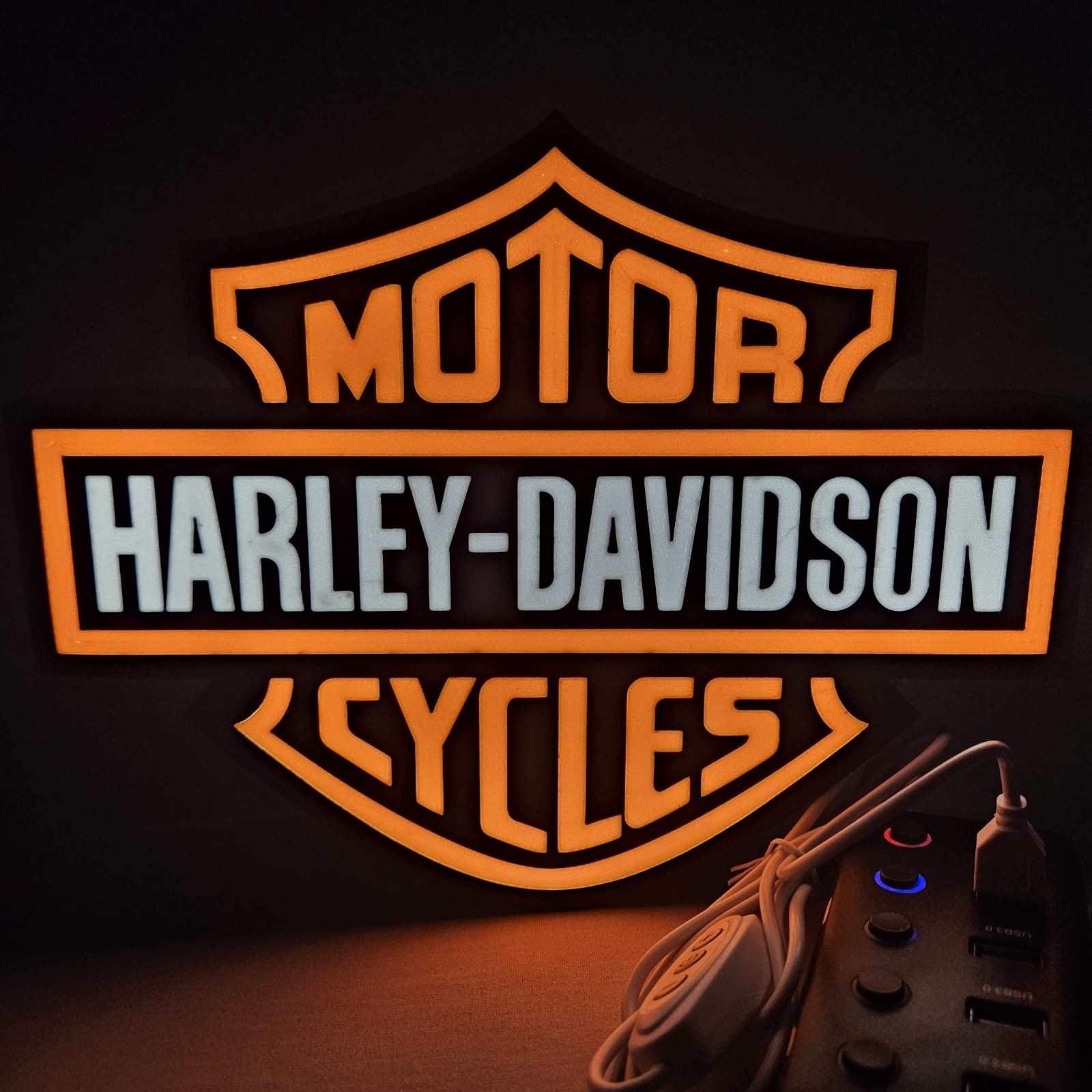 Harley Davidson Wall Sign Night Light – LED USB Powered Lightbox Mancave Sign