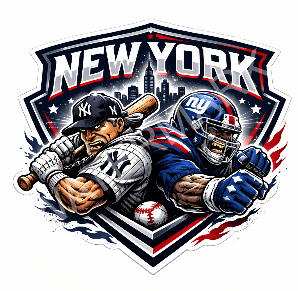 New York Sports Mashup Laminated Vinyl Sticker/Decal – Yankees Giants 03