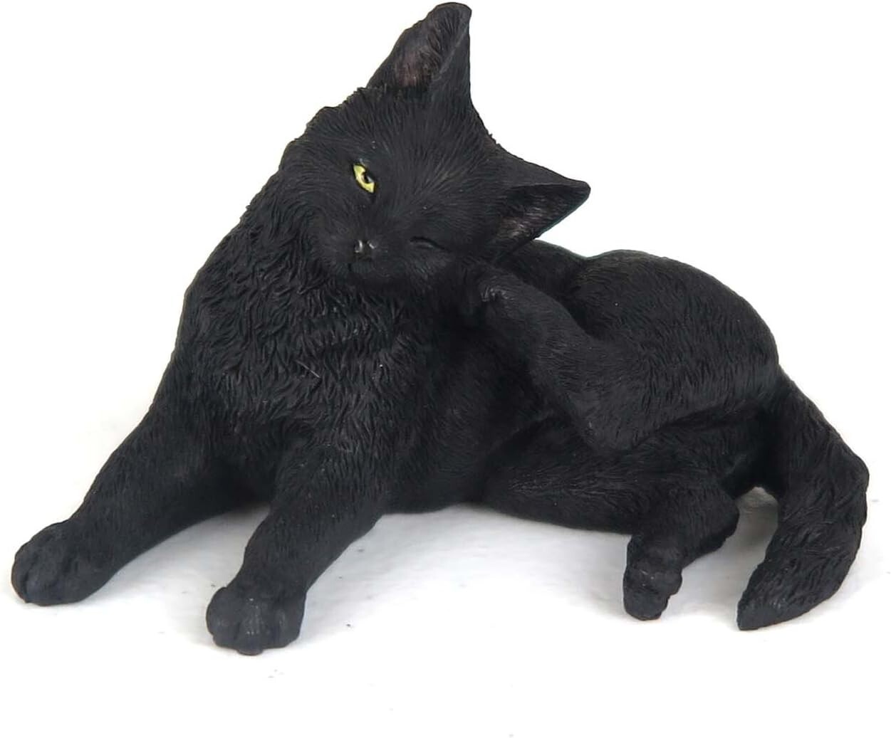 Black Cat Rear Feet Scratching Ear Mini Figurine Home Decorative Collectible