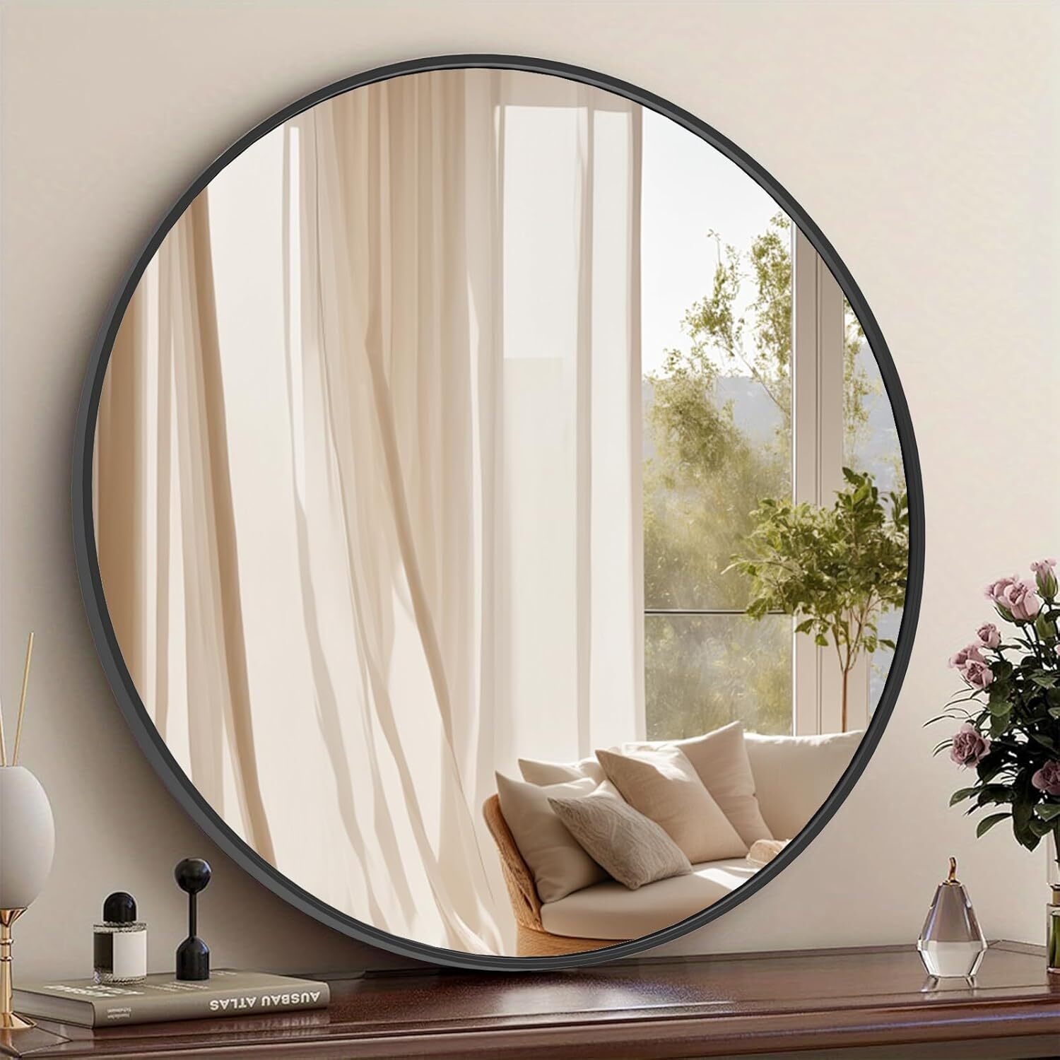 Black Round Wall Mirror Bathroom Mirrors Over Sink Circle Mirror for Bathroom