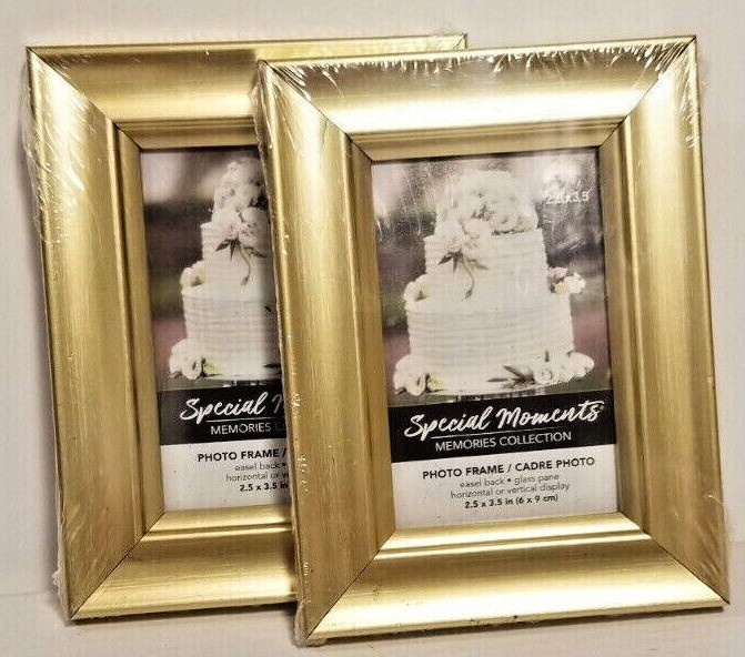 2 Pack 2.5X3.5 in. Gold Picture Frames Vertically or Horizontal