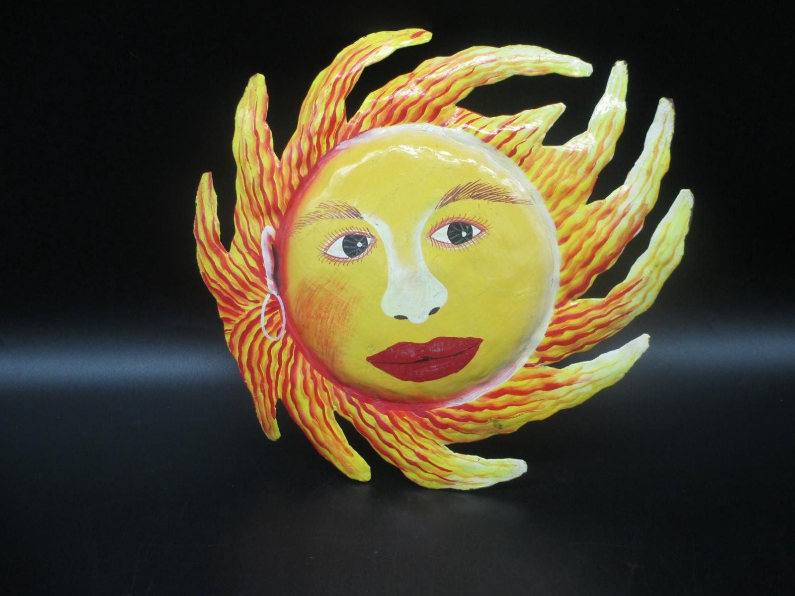 Painted Metal Sun Face Wall Decor