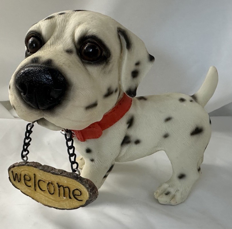 Welcome Dalmatian Dog Figurine Plastic Resin Vintage