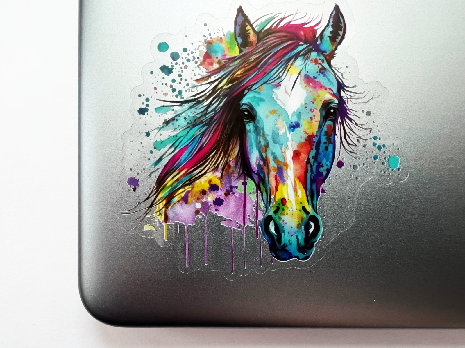 2x Colorful Horse Face 3in Transparent Stickers Horse Girl Farm Life Laptop