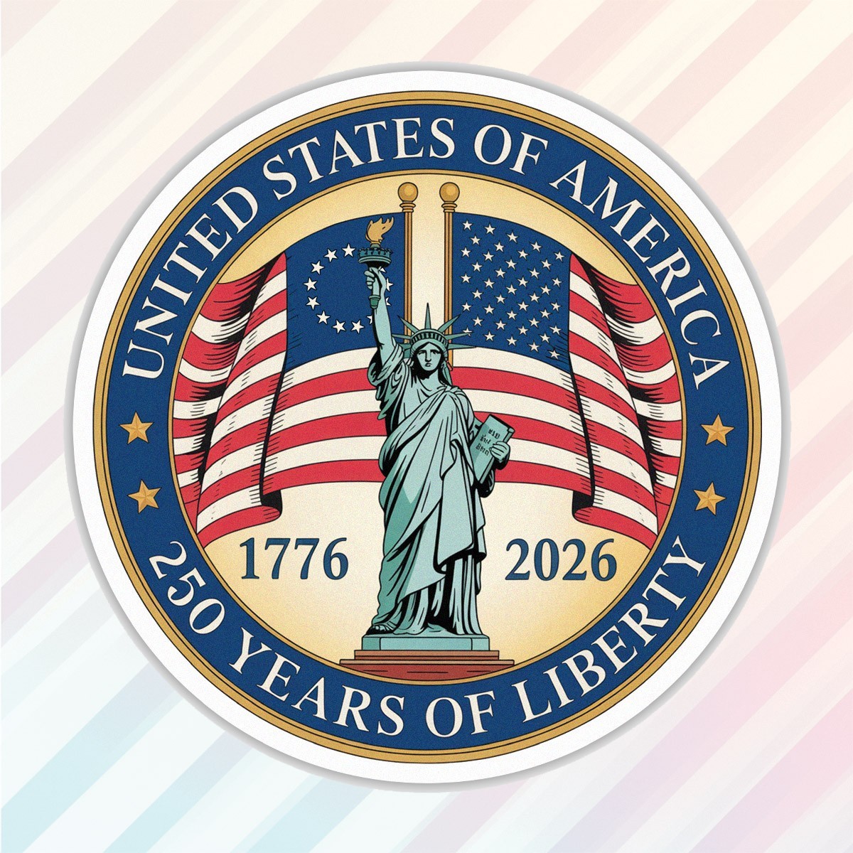 250th Anniversary of USA Sticker, 250 Years Of Liberty, 4th of July Gift Size 3″