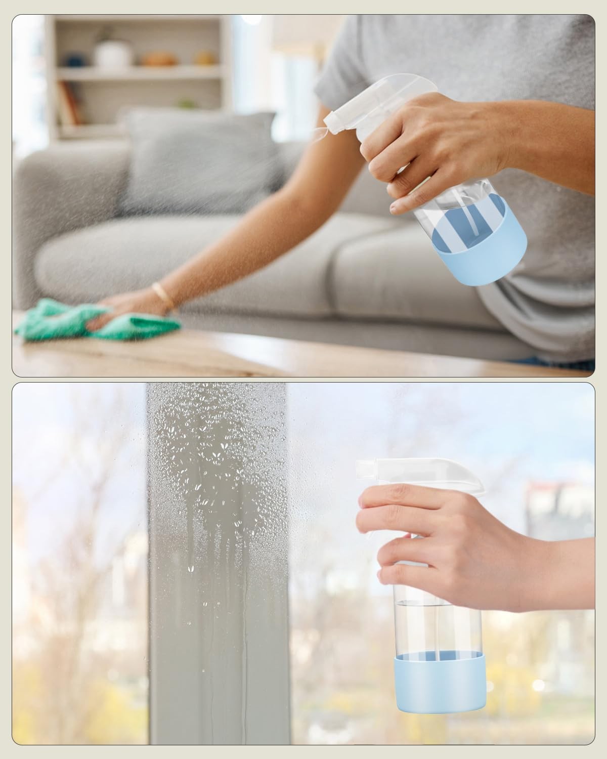 Worldgsb 2 Pack Glass Spray Bottles 8 oz, Empty Refillable Blue&Grey