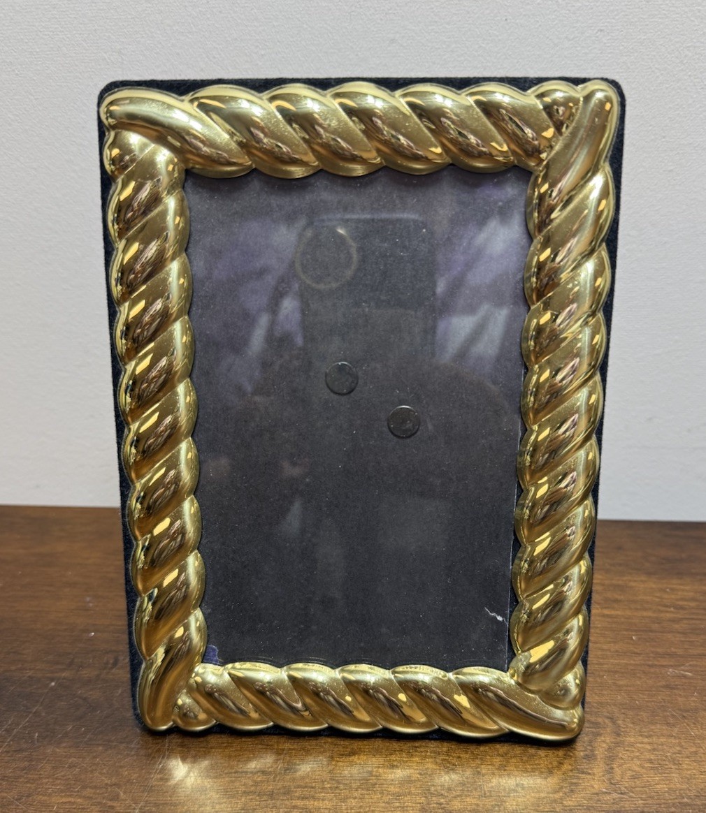 VTG Burnes of Boston Picture Frame Brass Gold 5×7 Frame Design Twisted Rope
