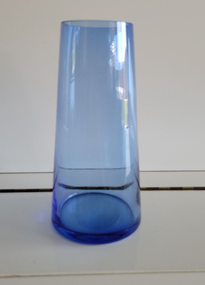 COBALT BLUE FLOWER VASE SOLID DESIGN BELL BOTTOM 9 INCHES DIAMETER 3 INCHES