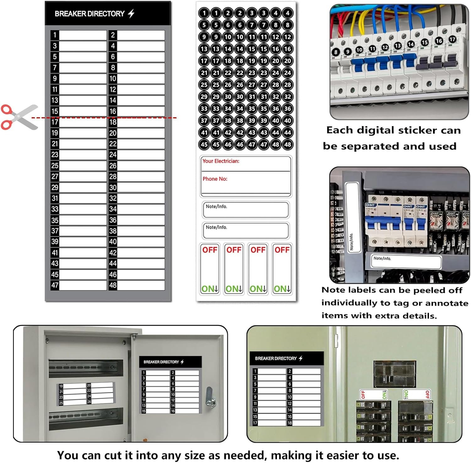 Electrical Panel Labels Kit � 48 Circuit Breaker Stickers, Premium Waterproof Ea