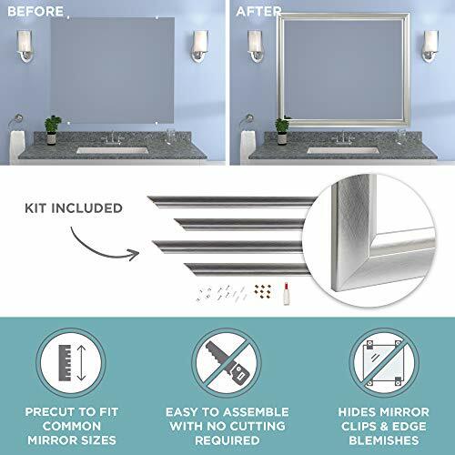 Zenna Mirror Framing Kit for Bathrooms, with Beveled Edges, 42 x 36 in., Silver