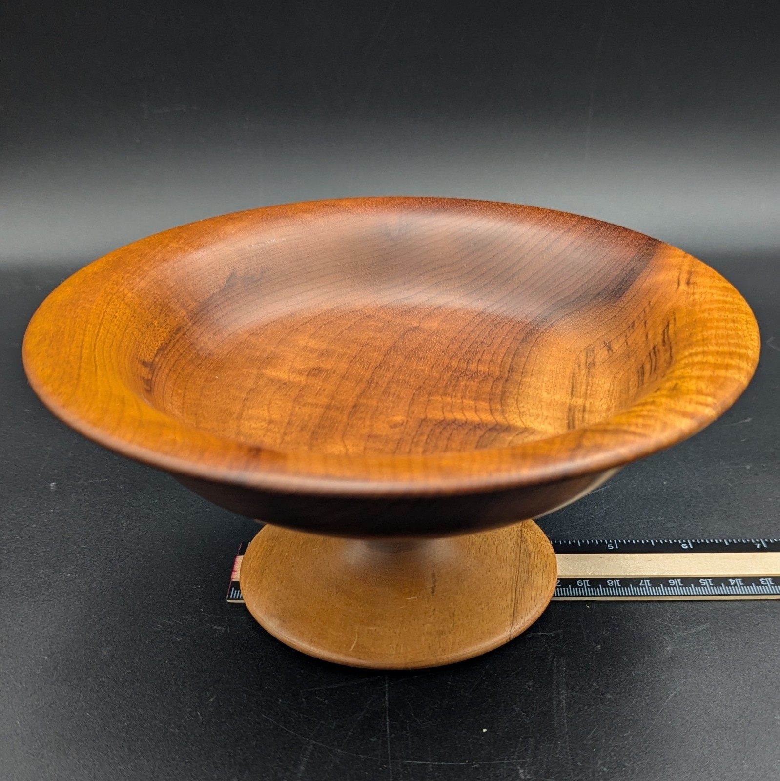 Vintage MCM Myrtlewood Pedestal Bowl / Tray 8″ Diameter Hand Crafted Oregon USA
