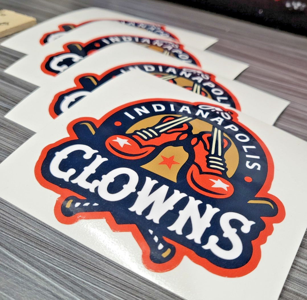 LAMINATED INDIANAPOLIS CLOWNS BANANA BALL STICKER