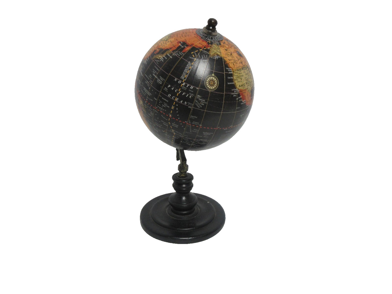 Tabletop World Globe Rotating Globe 9″ Black Orange Brown Fall Autumn Decor
