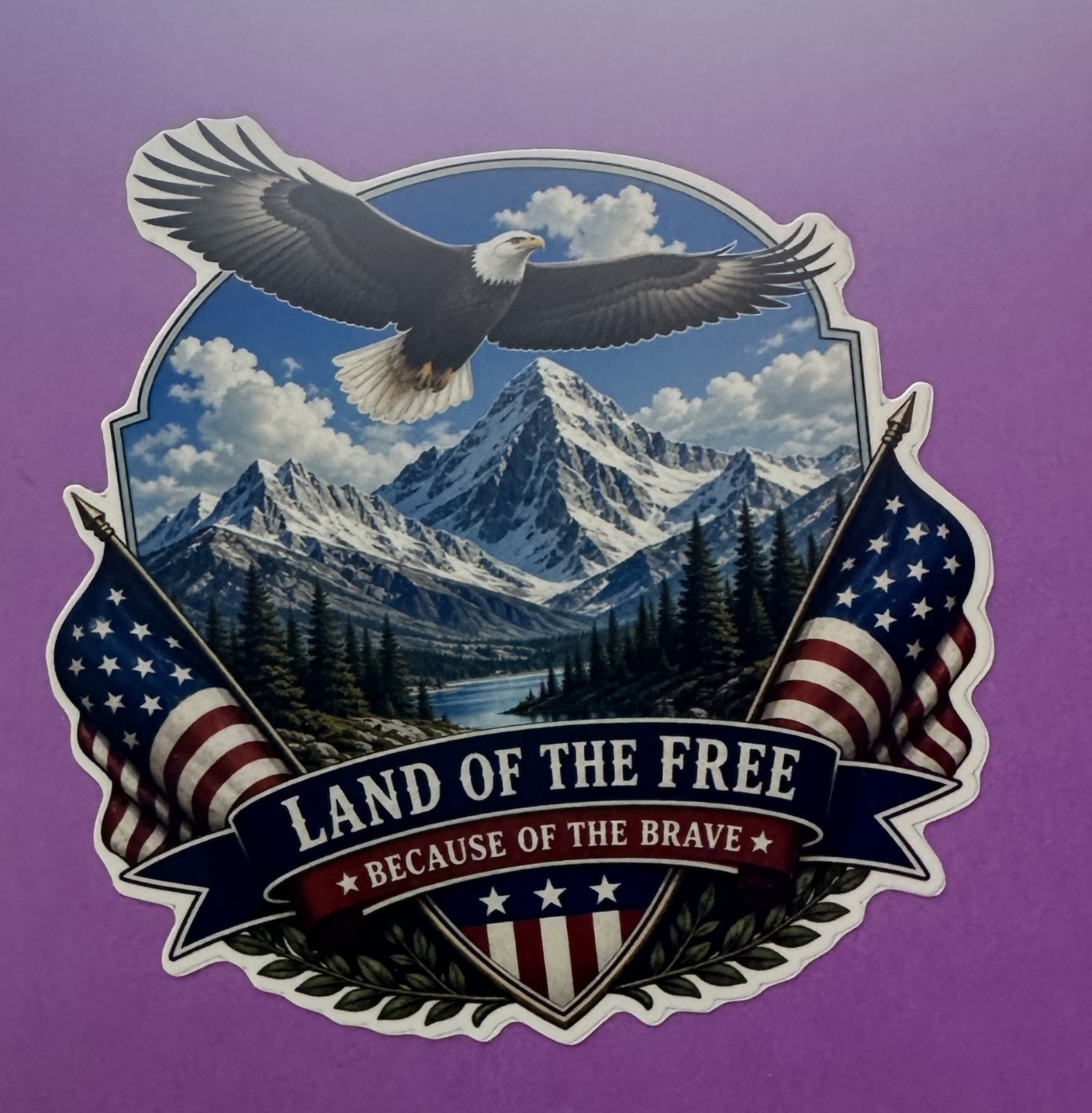 3 Inch Patriotic Bald Eagle Sticker Land of the Free USA Flag Vinyl Decal