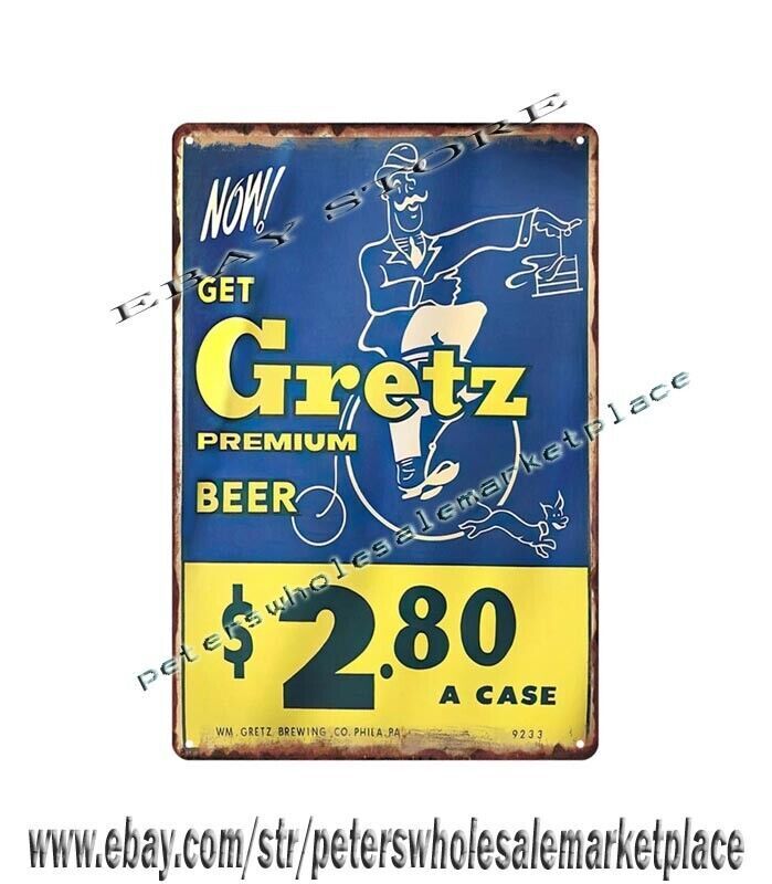 Gretz Premium Beer bar tavern metal tin sign garage shop wall hanging