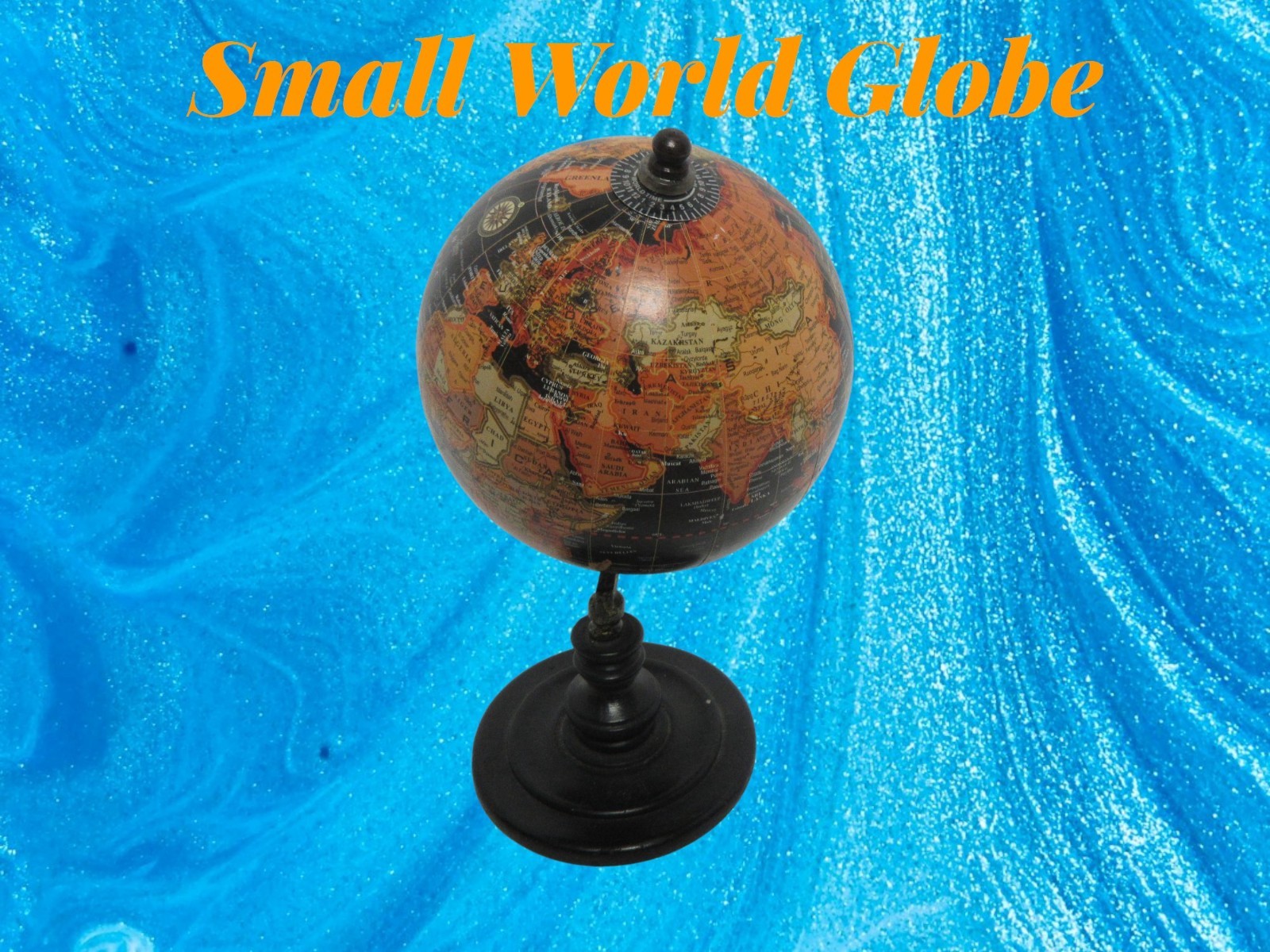 Tabletop World Globe Rotating Globe 9″ Black Orange Brown Fall Autumn Decor