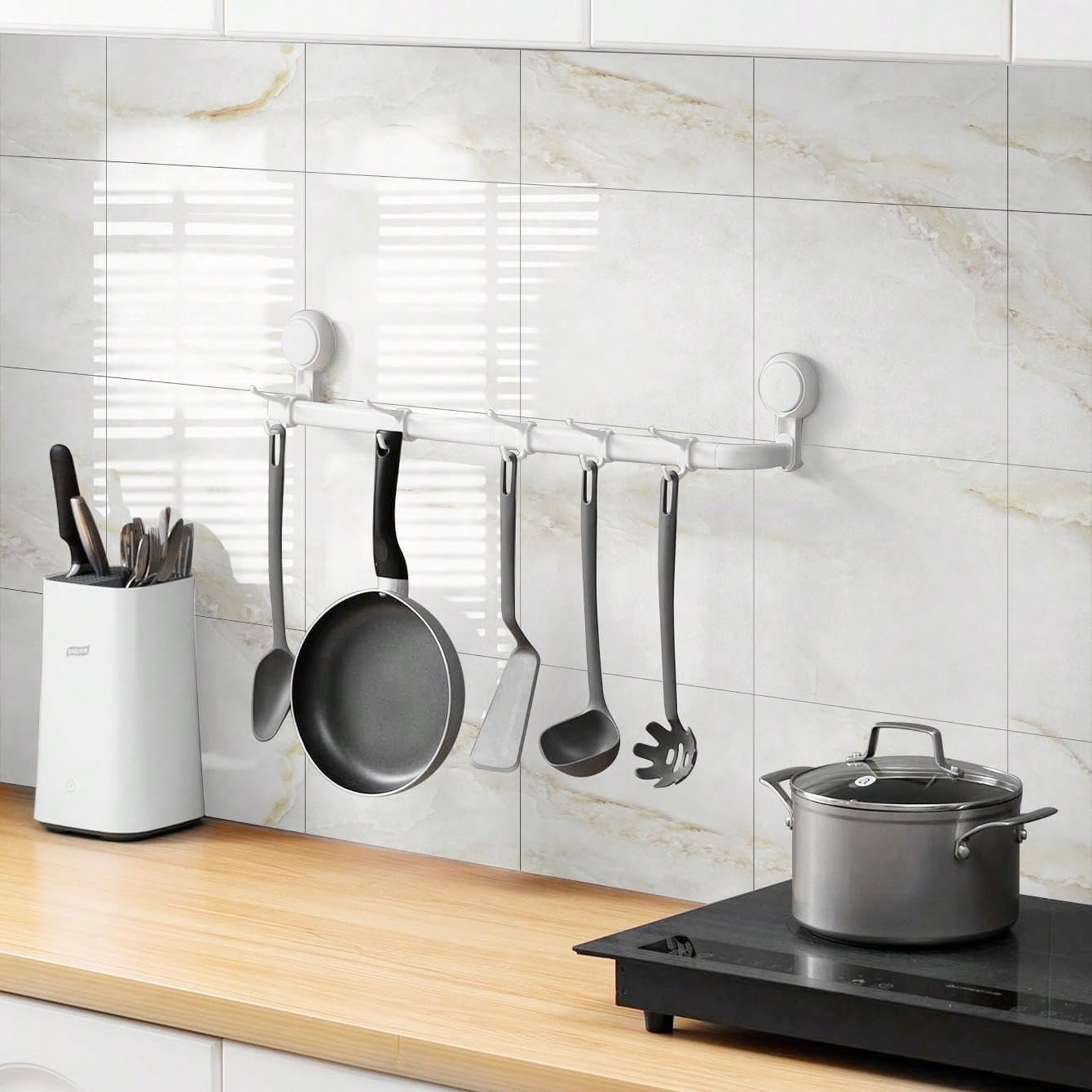 Marble Peel and Stick Backsplash Wall Panels Waterproof PVC Foam 11.8 inch White