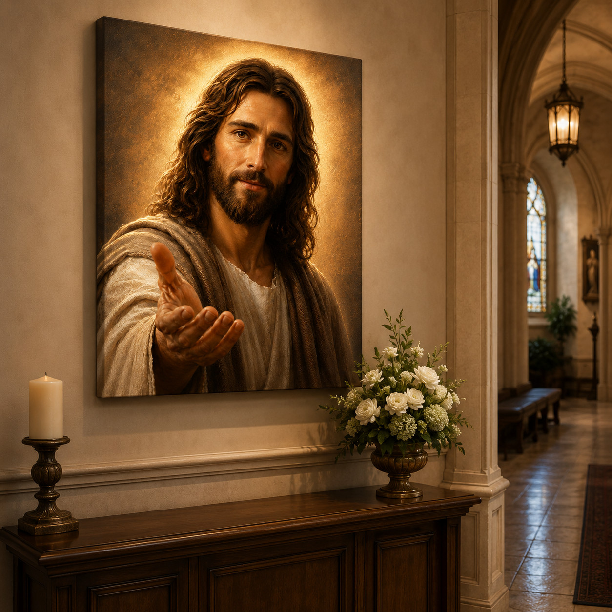 Jesus Portrait Canvas Wall Art Christian Religious livingroomDecor framed 8*12in